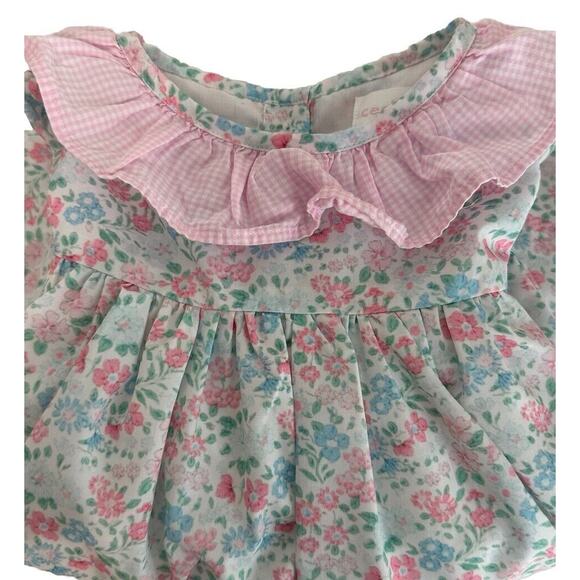 Cecil And Lou Other - Cecil And Lou Girl 2t Ruffle Dress/shirt Baby Blue Pink Roses Long Sleeve